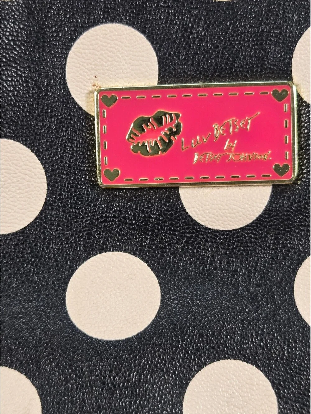 Betsey Johnson Polka Dot Mini Backpack Pink Trim Goth Retro
